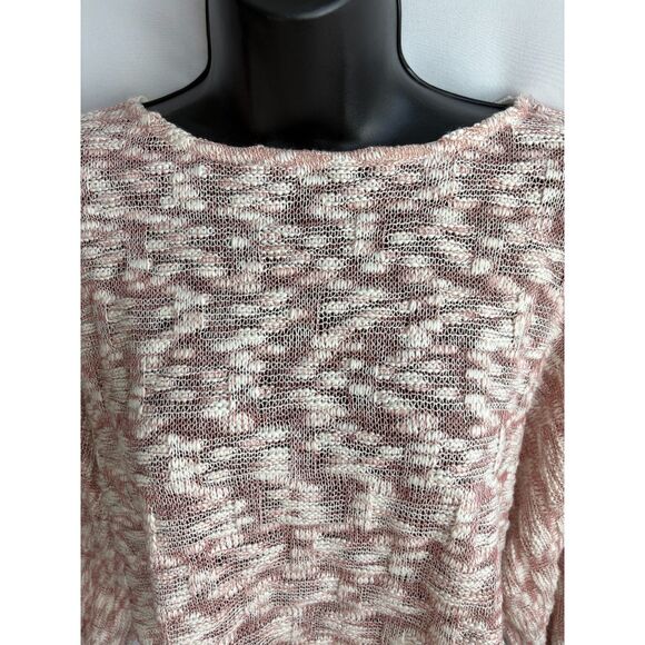 The Mogan Batwing Flare Sleeve Crop Knit Sweater Size L Pink White Fall Summer - Picture 3 of 10